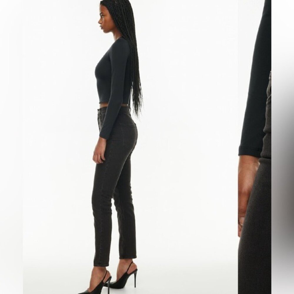 Aritzia Black Denim Forum The Yoko High Rise Slim Size 24 - Picture 2 of 10